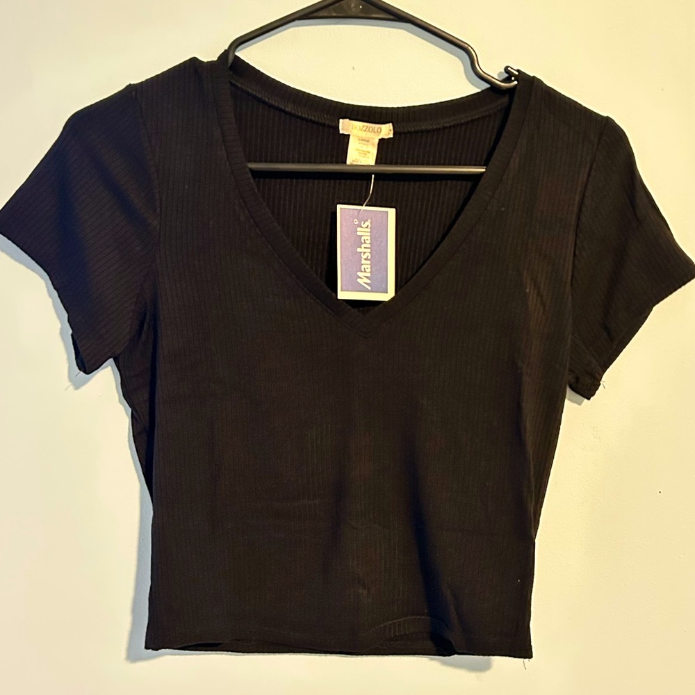 Women's Black V-Neck Top